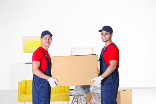 Packed household items ready for loading during a Soho move