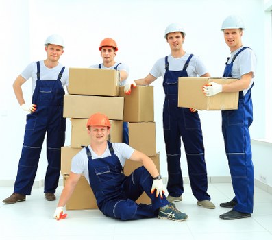 Office furniture and equipment prepared for a Soho commercial move