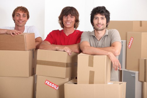 Removal company planning a move in busy Soho street