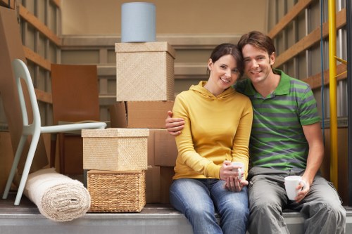 Boxes and fragile items organized for a central London move